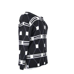 Gardy Sz XL Black White Beaded Sequin Rayon Tight Knit Nylon Cardigan